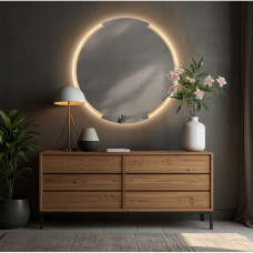 Круглое настенное зеркало 120 см со светодиодной LED-подсветкой Рия 